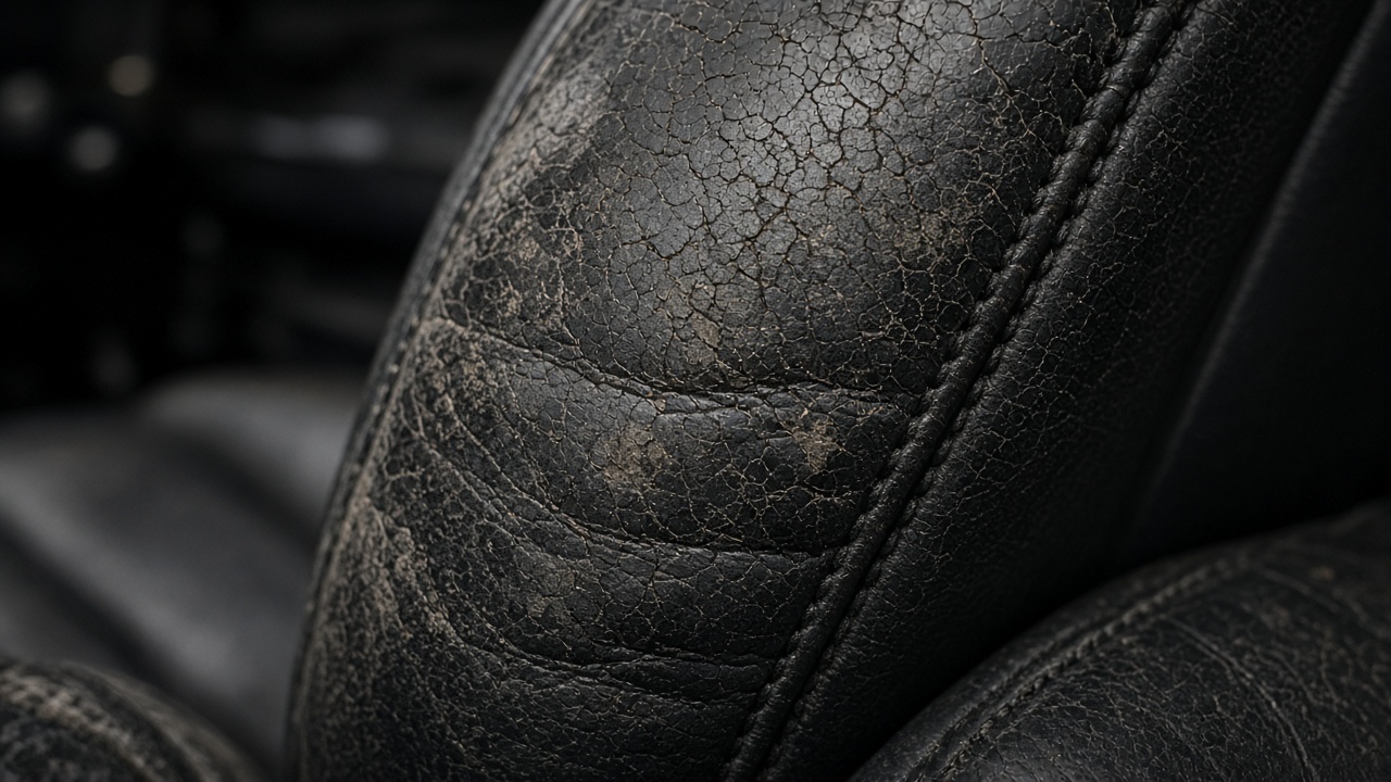 Illustrative placeholder: worn leather seat before repair